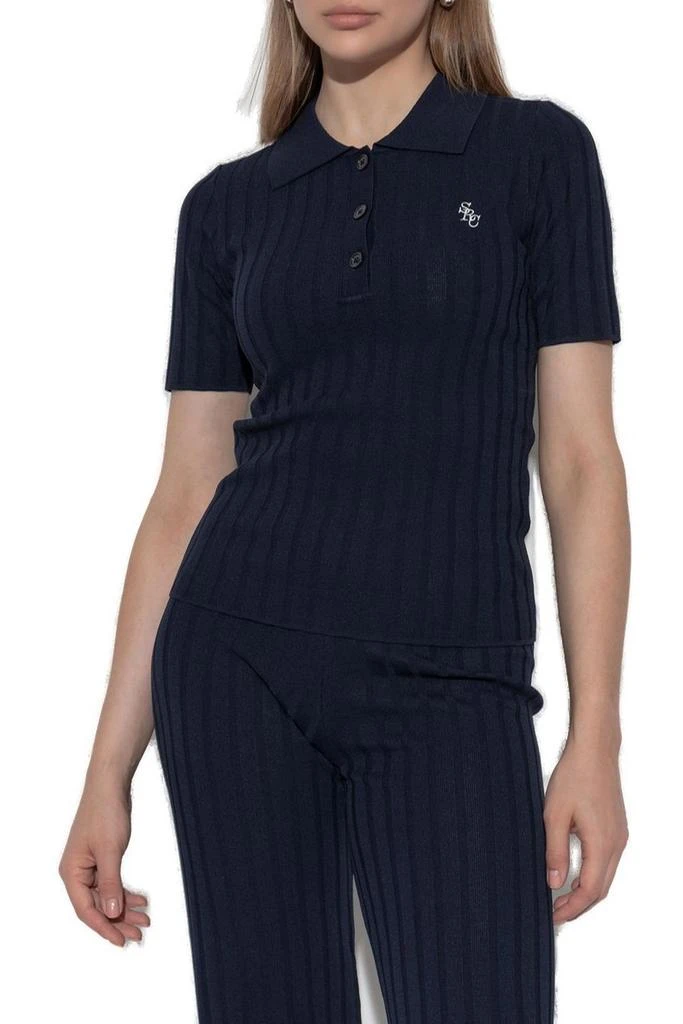 Sporty & Rich Sporty & Rich Logo Embroidered Short-Sleeved Polo Top 2