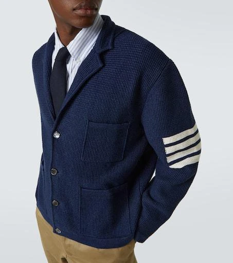 Thom Browne 4-Bar linen and cotton-blend cardigan 5