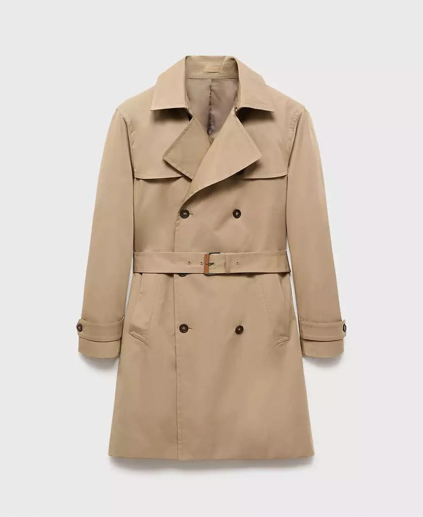 Mango Men's Water-Repellent Belted Trench Coat 7