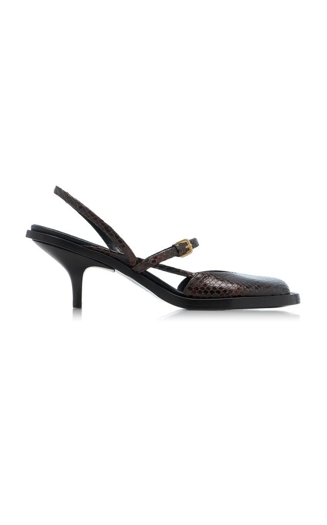 Dries Van Noten Dries Van Noten Slingback Python-Effect Leather Pumps - Moda Operandi 1