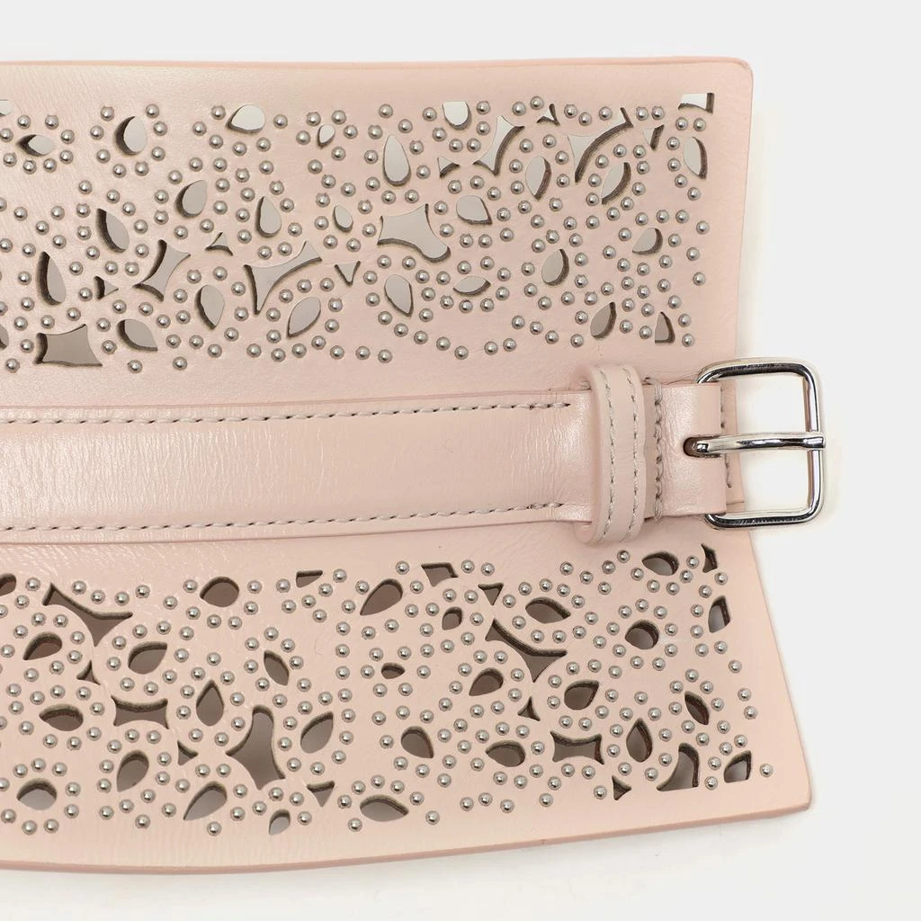 Alaia Alaia Light Pink Laser Cut Leather Corset Belt 70CM 5