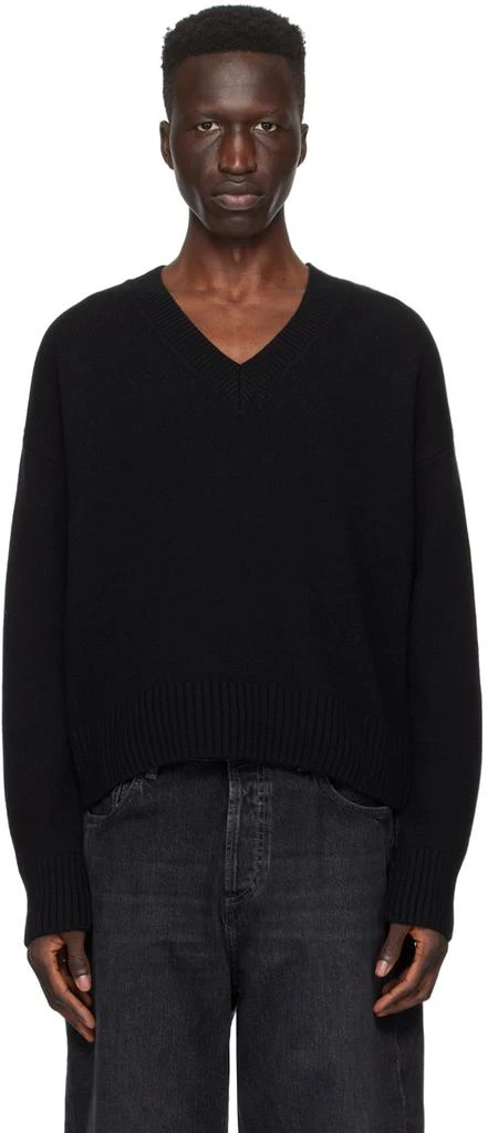 AMI Paris Black Cropped Sweater 1