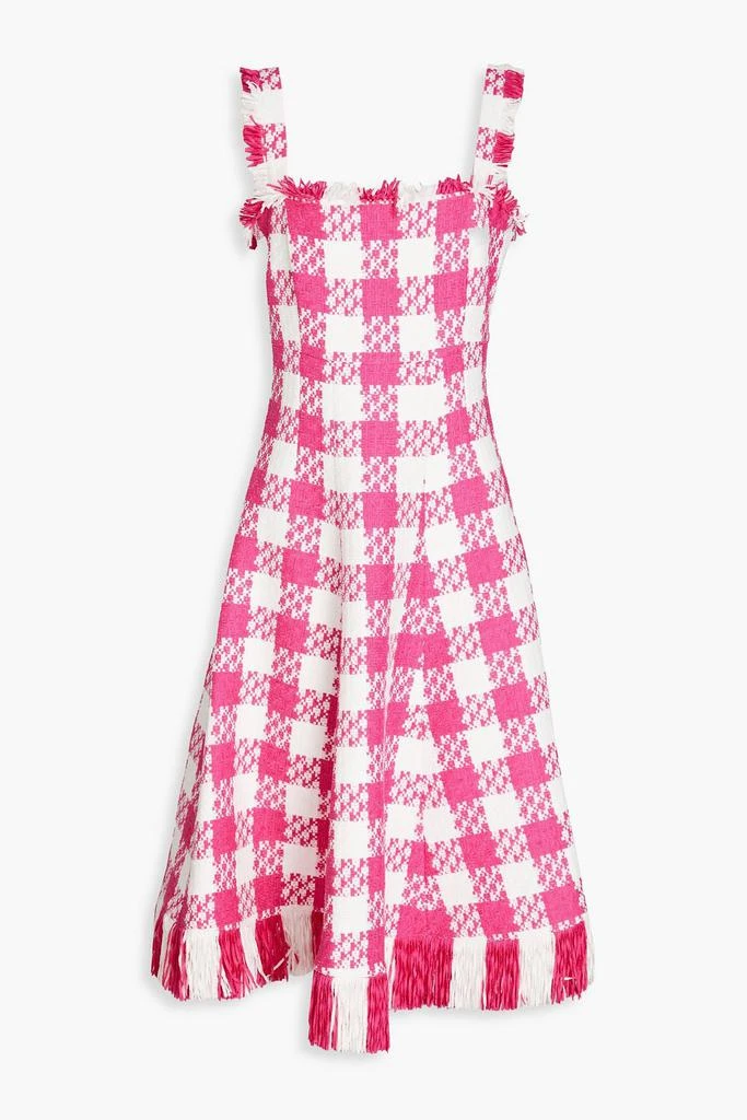 Oscar de la Renta Checked cotton-blend tweed midi dress 1