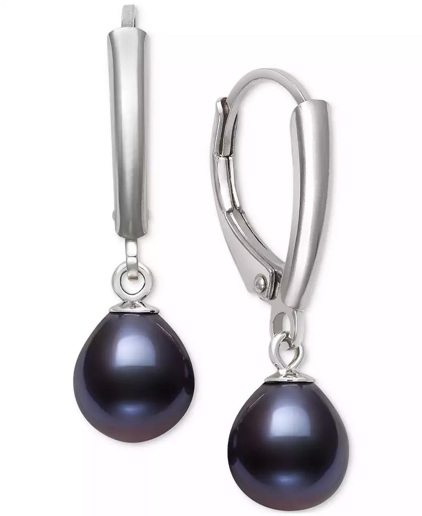 Belle de Mer Dyed Cultured Freshwater Pearl (7-8mm) Leverback Drop Earrings in Sterling Silver