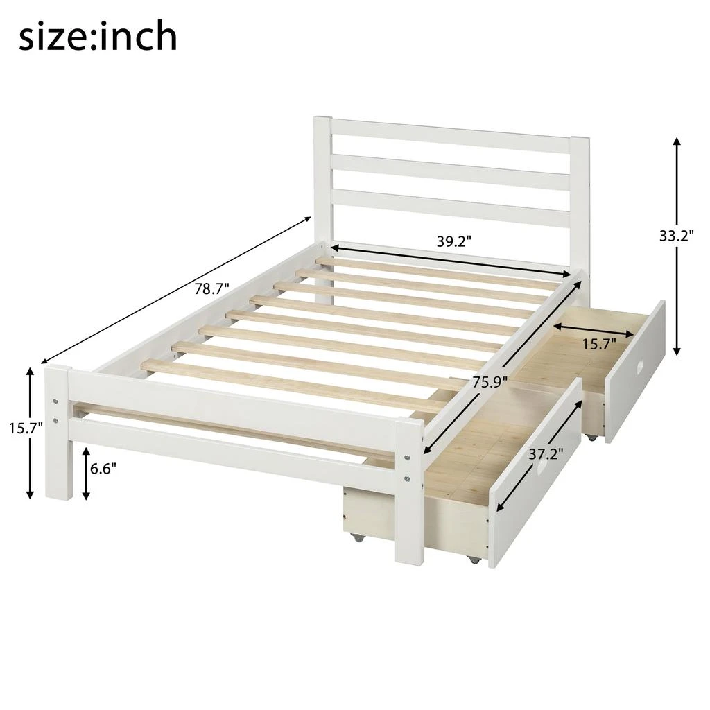 Streamdale Furniture Streamdale Wood Platform Bed With Two Drawers 5