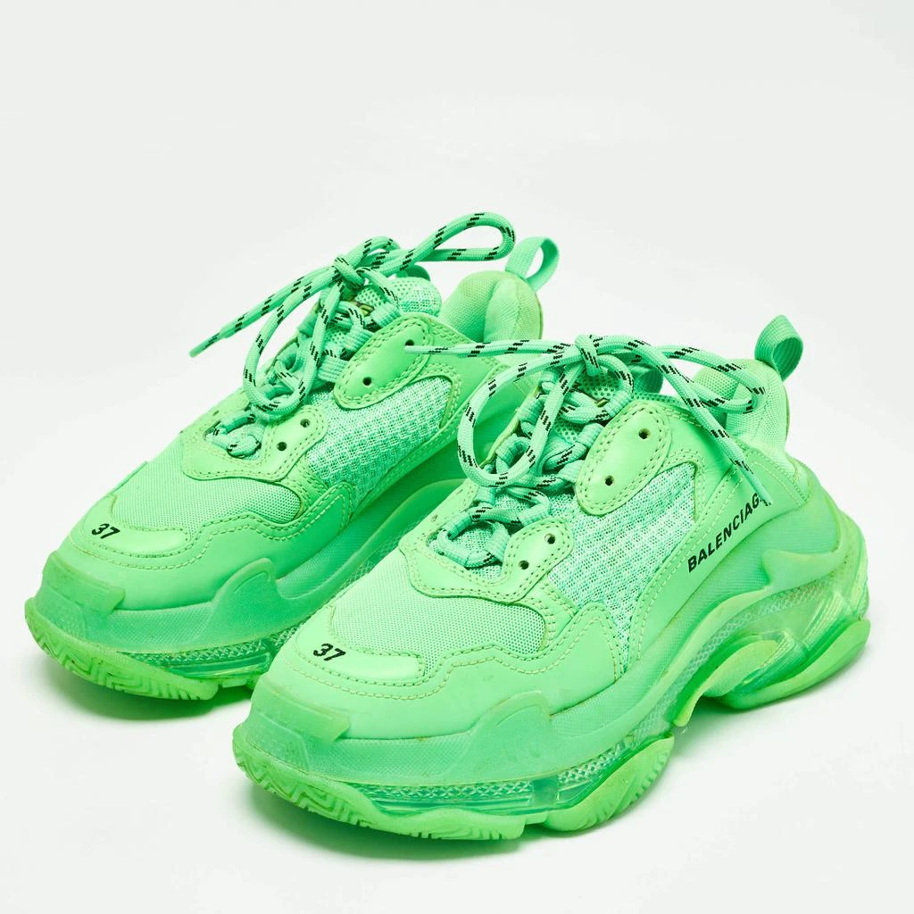 Balenciaga Balenciaga Green Mesh and Faux Leather Triple S Sneakers Size 37 2