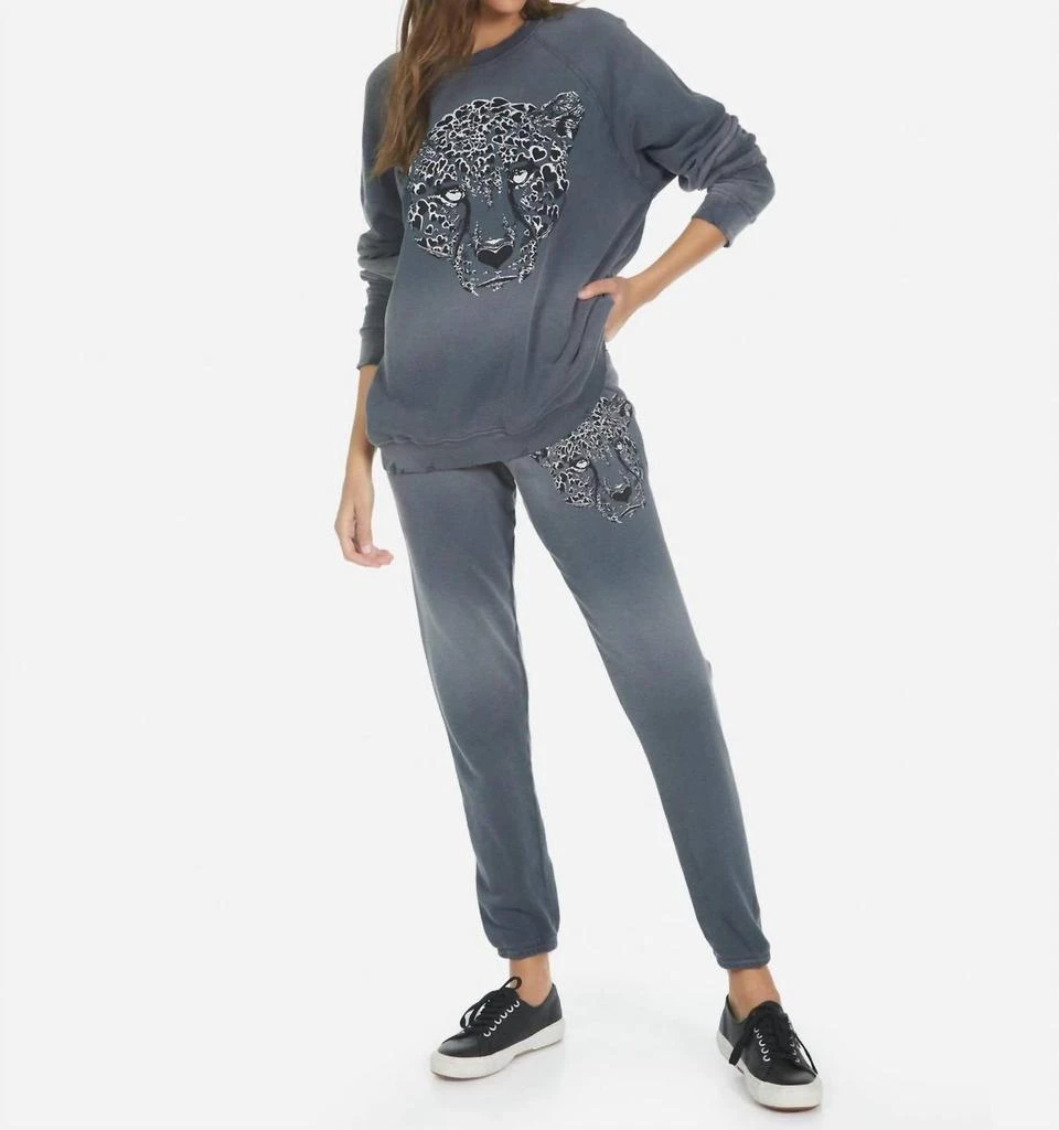 Lauren Moshi Brynn Heart Leopard Sweatpants In Grey 4
