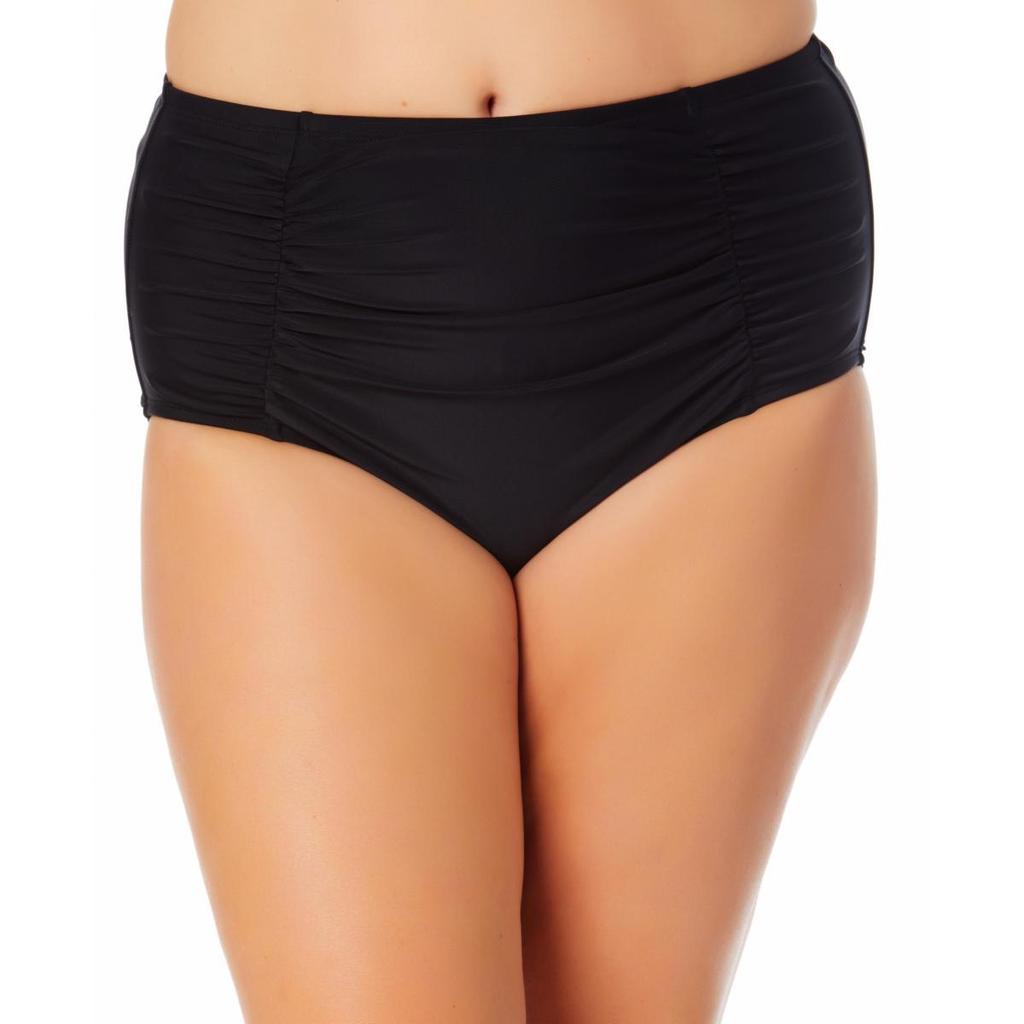 California Waves Plus Womens Solid Shirred Swim Bottom Separates