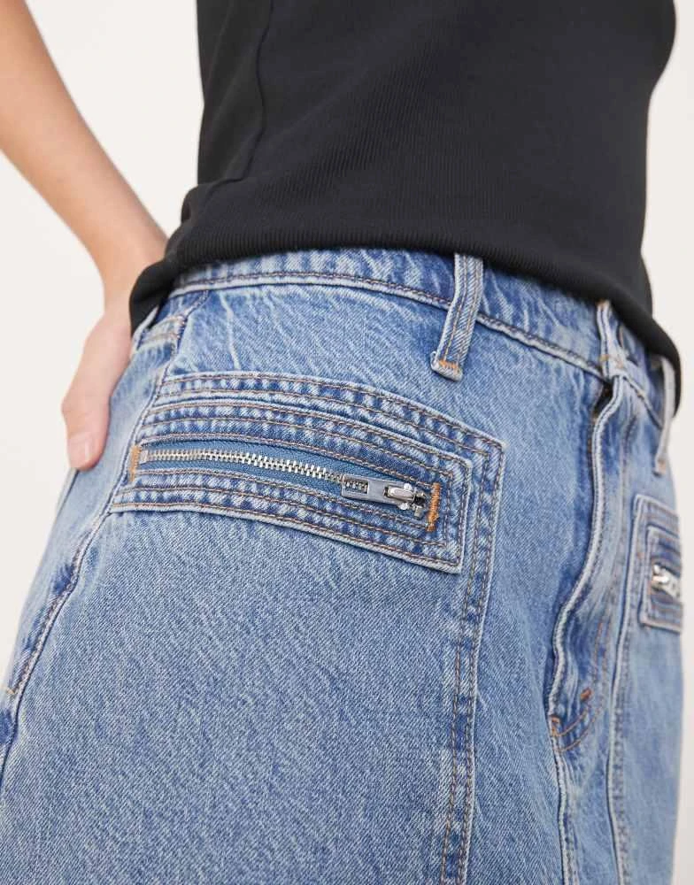 Abercrombie & Fitch Abercrombie & Fitch lightweight denim mini cargo skirt in light wash blue 5