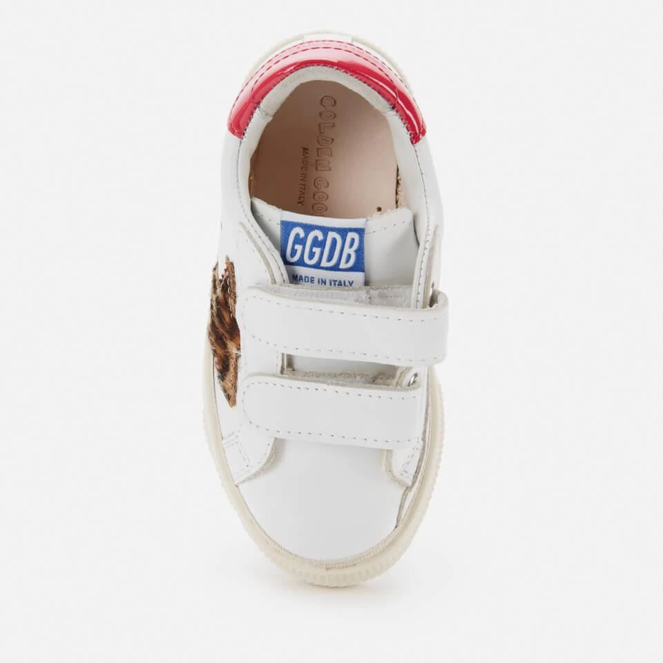 undefined GOLDEN GOOSE TODDLERS' LEATHER UPPER AND STRIPES LEOPARD HORSY TRAINERS - WHITE/BEIGE BROWN LEO/FUXIA 3