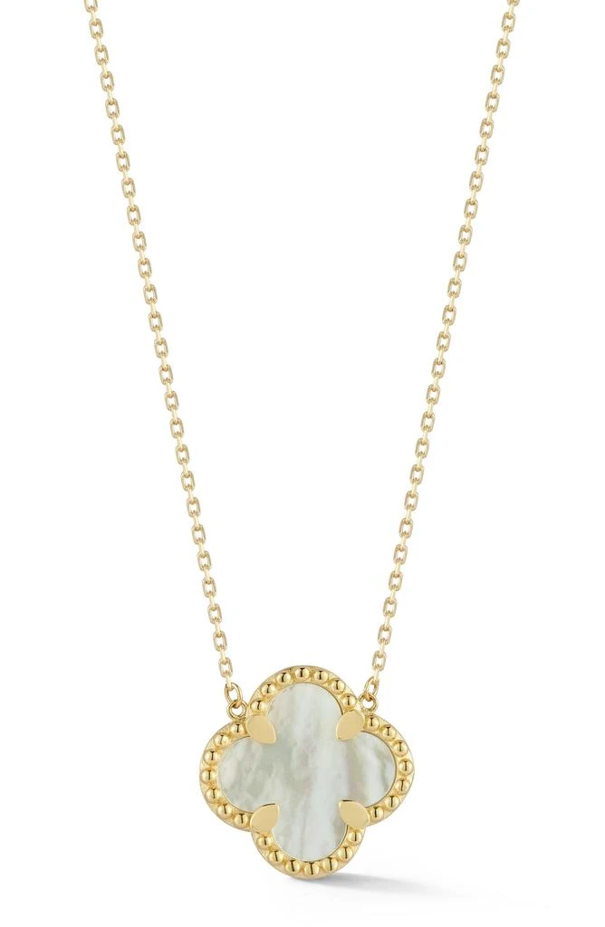 Ember Fine Jewelry 14K Yellow Gold Mother-of-Pearl Quatrefoil Pendant Necklace 1