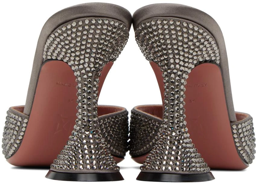 Amina Muaddi Gray Caroline Crystal Heeled Sandals 2