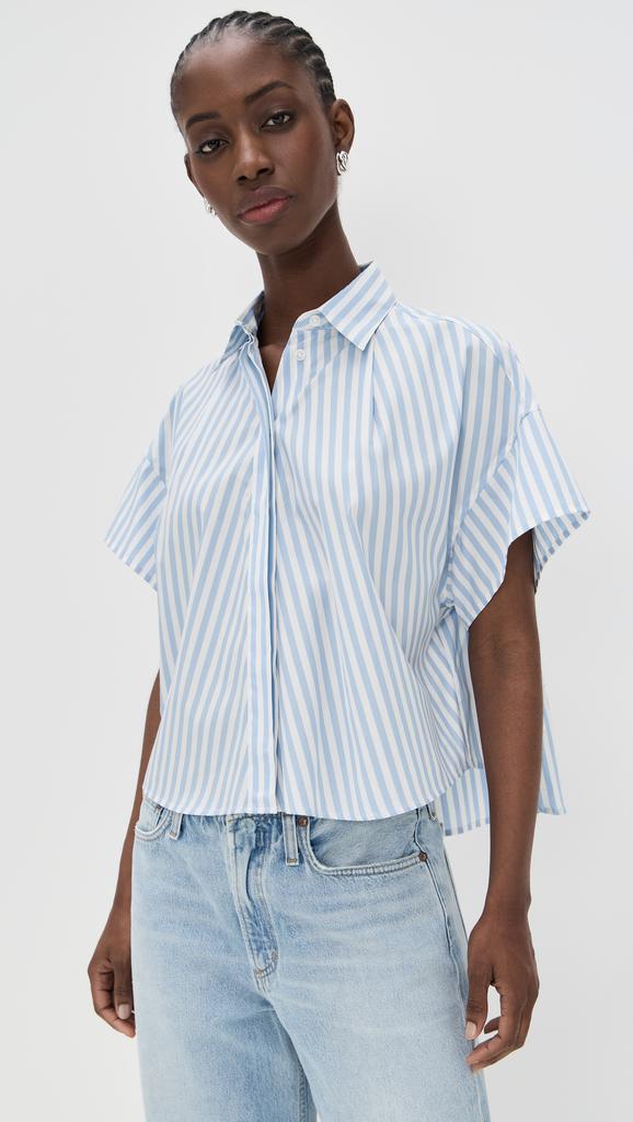 Rag & Bone Martha Short Sleeve Stripe Poplin Shirt