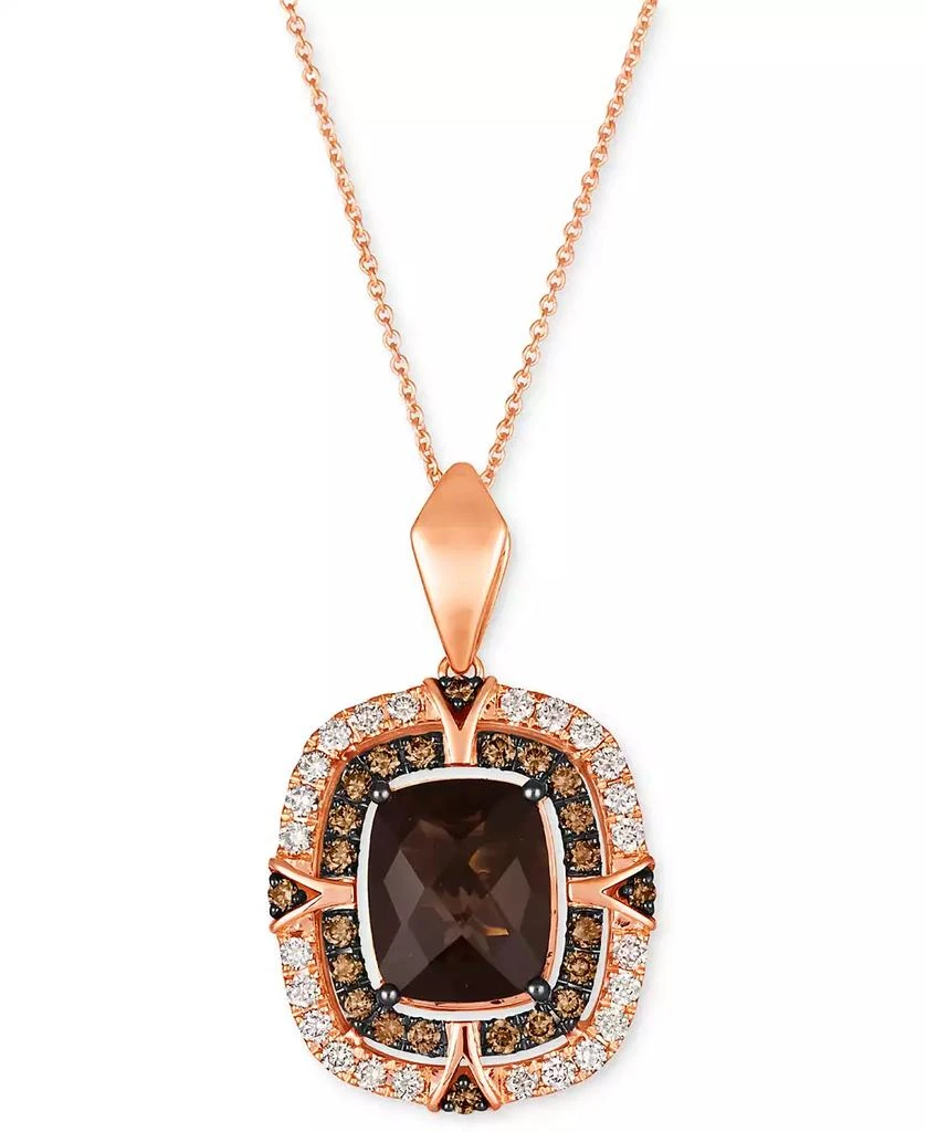 Le Vian Chocolate Quartz (3-1/2 ct. t.w.) 
Diamond (3/4 ct. t.w.) Double Halo Pendant Necklace in 14k Rose Gold, 18" + 2" extender 1
