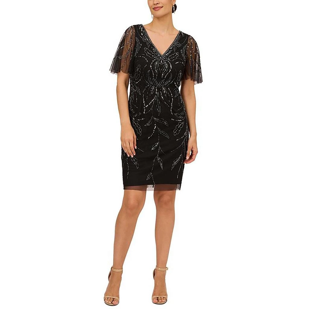 Papell Studio by Adrianna Papell Womens Beaded Mini Cocktail And Party Dress 3