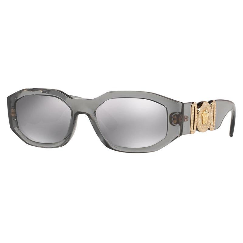 Versace Versace Sunglasses Oval Full Rim, Grey Frame and Light Grey Mirror Silver Lens VE4361311/6G