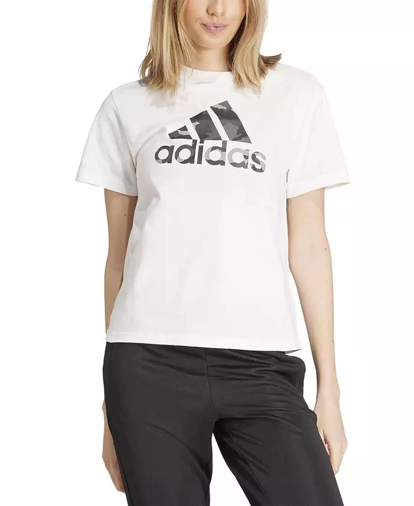 Adidas Women's Camo Logo Crewneck Cotton T-Shirt 1