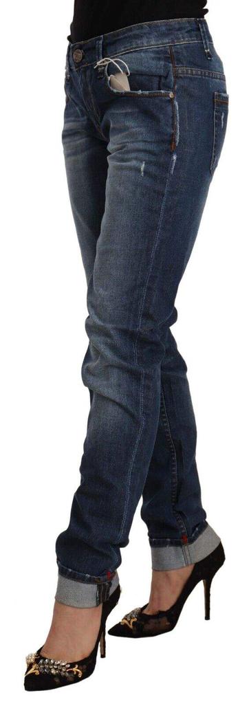 Acht Acht Blue Washed Mid Waist Slim Fit Denim Folded Hem Jeans