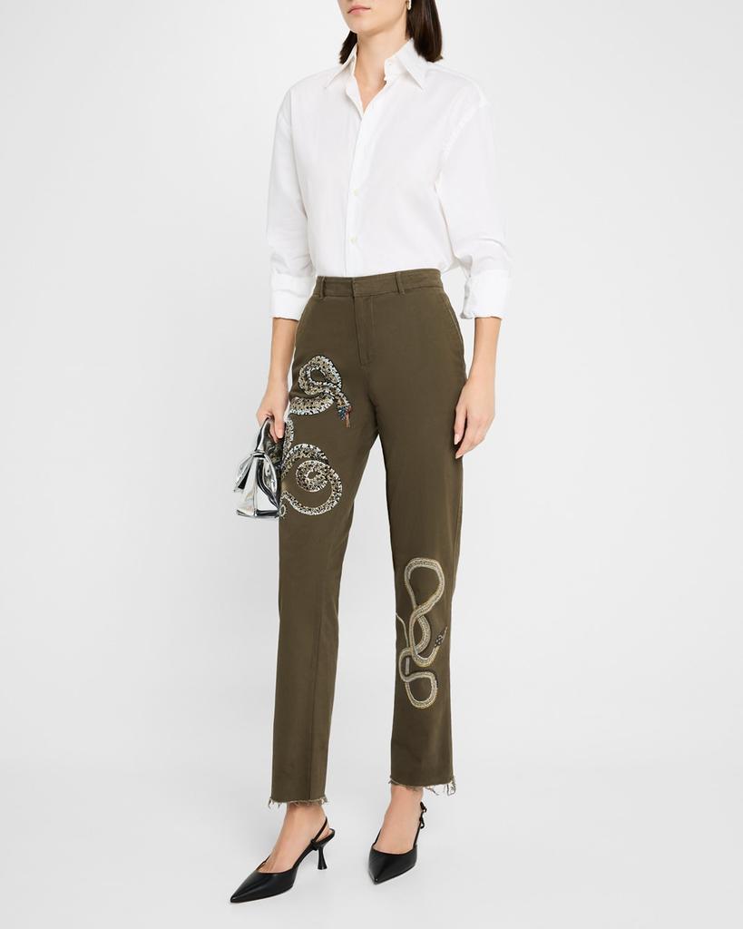 Libertine Reptilian Straight-Leg Ankle Chino Pants