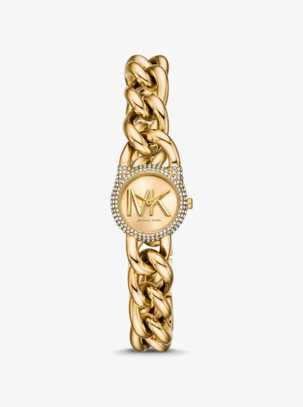 Michael Kors Petite Pavé Gold-Tone Chain-Link Watch 1