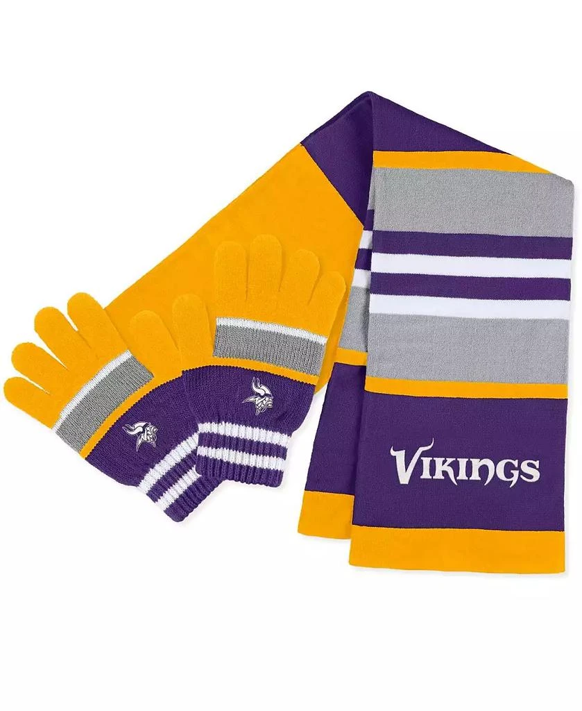 WEAR by Erin Andrews Women's Minnesota Vikings Stripe Glove and Scarf Set 1