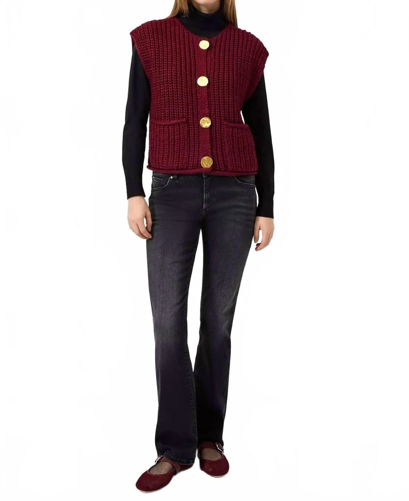 eesome Chunky Knit Sweater Vest In Wine 2
