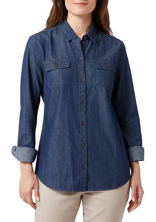 Chaps Womens Chambray Woven Top