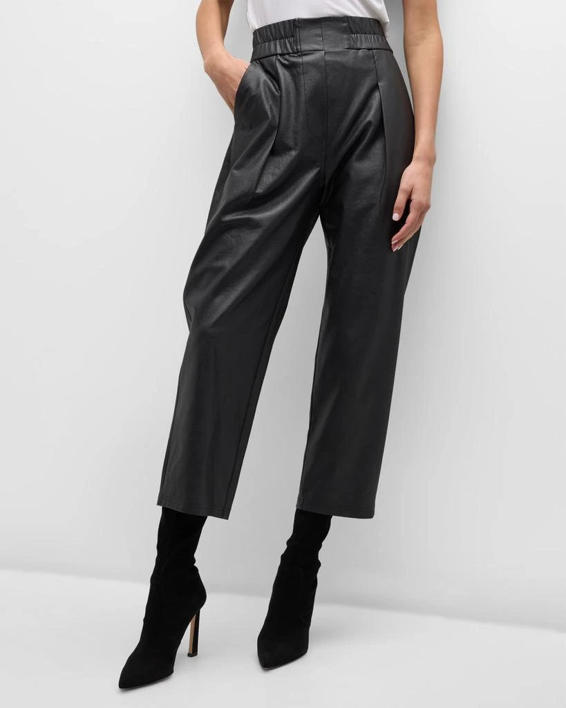 Brochu Walker Fiera Pleated Cropped Vegan Leather Pants 7