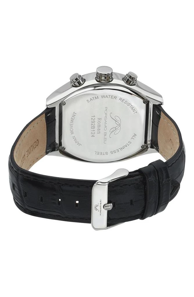 Porsamo Bleu Roman Chronograph Croc Embossed Leather Strap Watch, 42mm 3