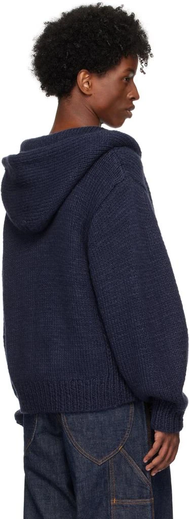 RICE NINE TEN Navy Hand Knitted Zip Hoodie 3