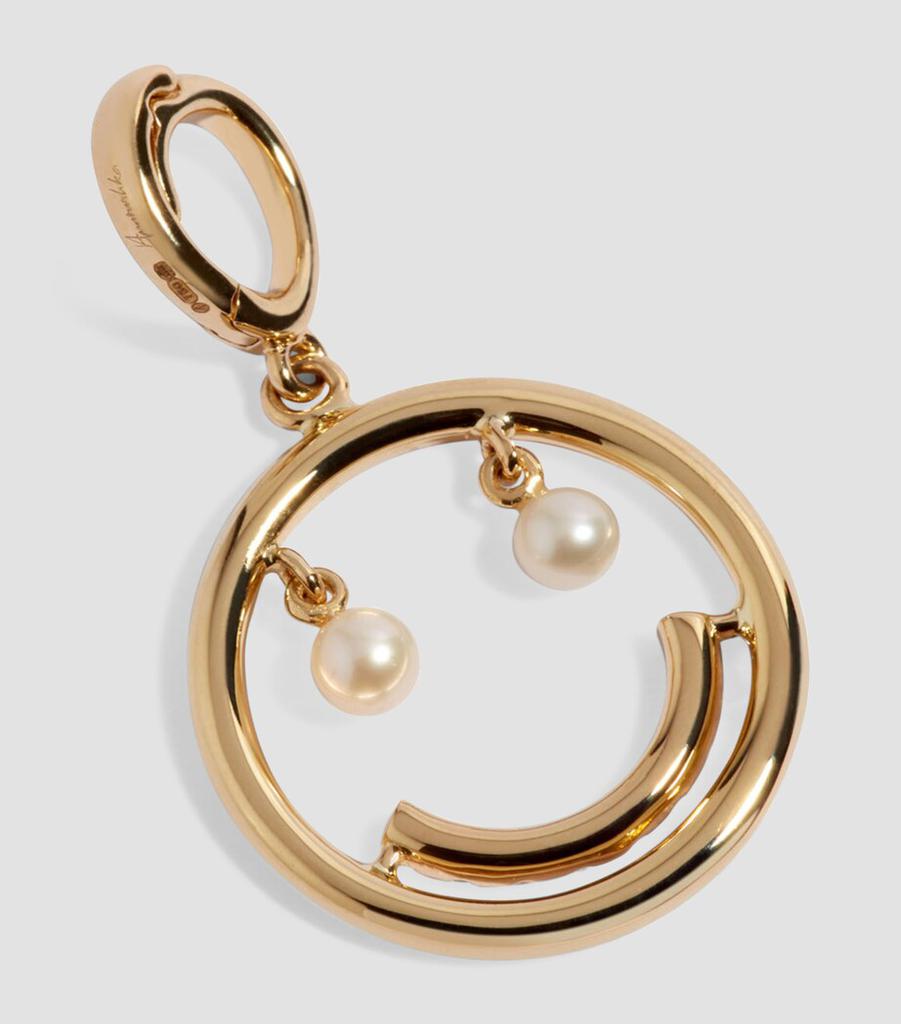 Annoushka Yellow Gold, Diamond and Freshwater Pearl Mythology Happy Face Charm