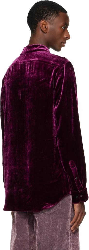 Dries Van Noten Burgundy Silk Velvet Shirt 3