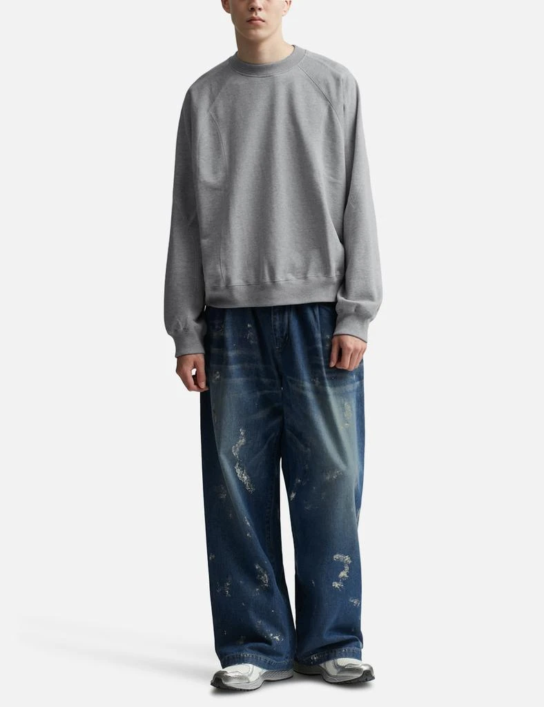 CLESSTE SILVER PRINT VINTAGE WASH SELVEDGE DENIM WIDE PANTS 5