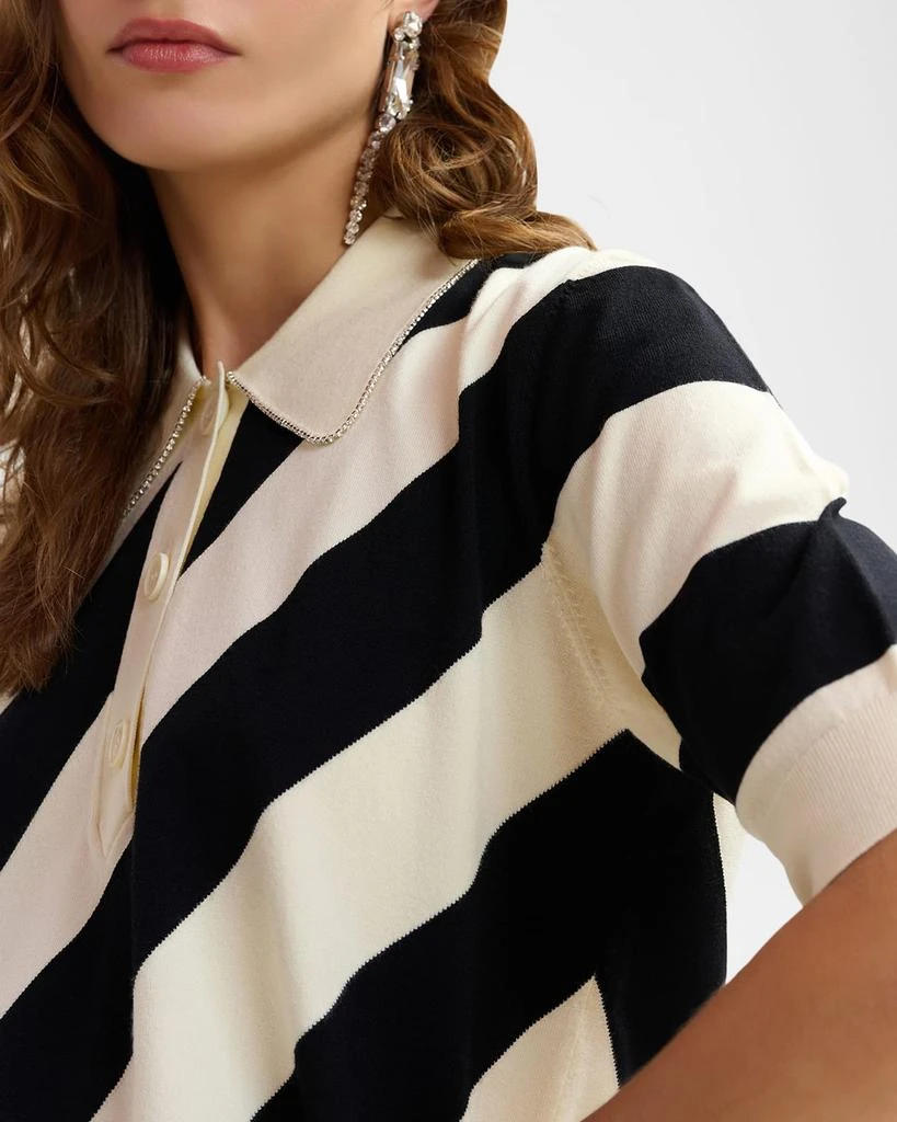 Essentiel Joram Striped Knit Polo with Embellished Collar 6