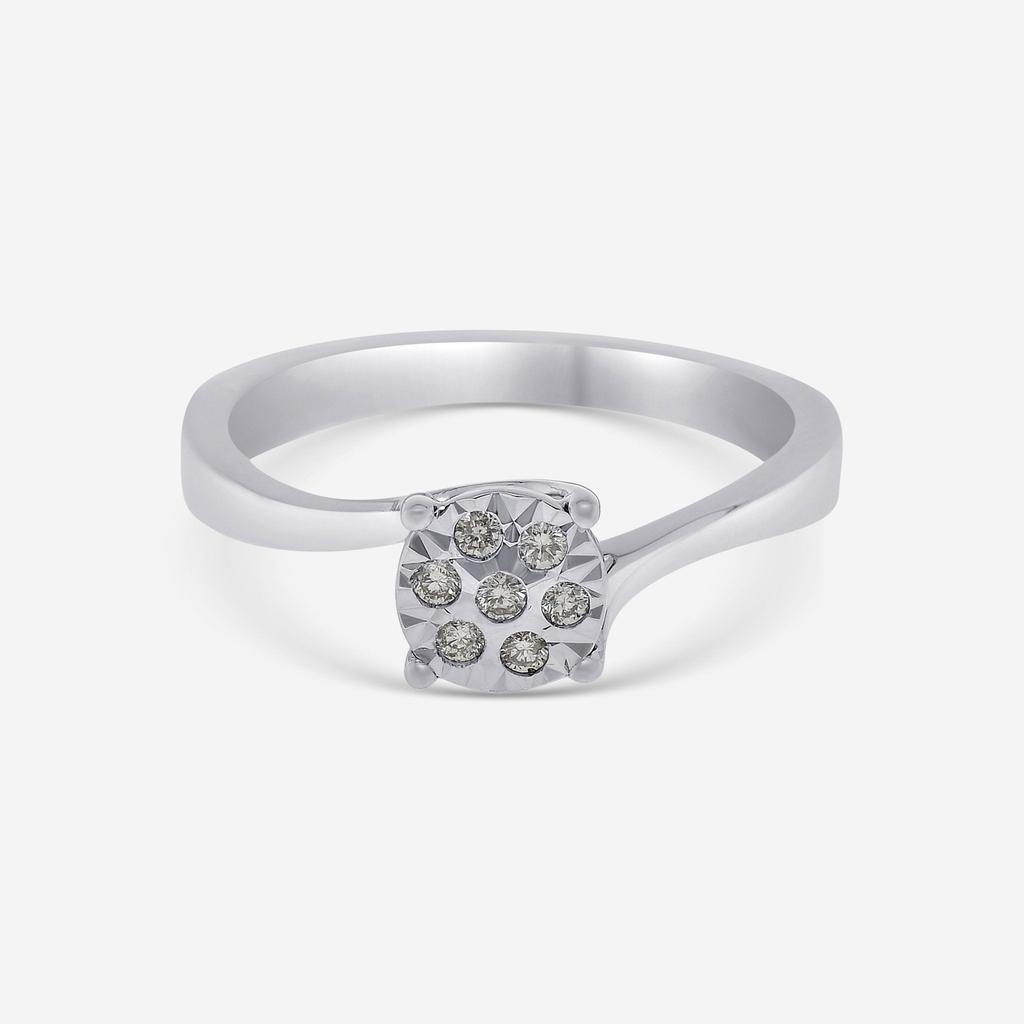 Bliss Bliss By Damiani 18K White Gold, Diamond Cluster Ring Sz 6.5 20077829