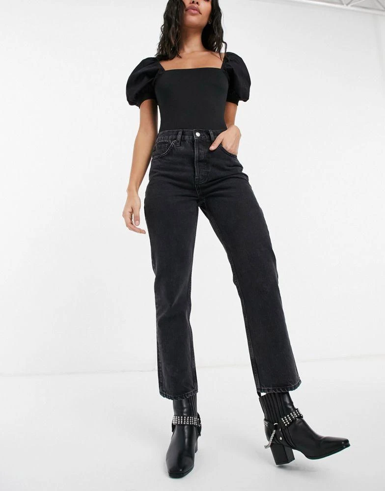 Topshop Topshop Editor straight leg jeans in worn black 1