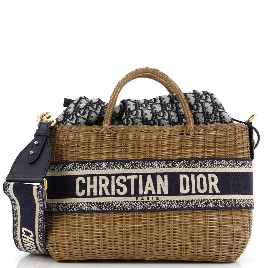 Dior Basket Bag Wicker and Oblique Canvas Large 1