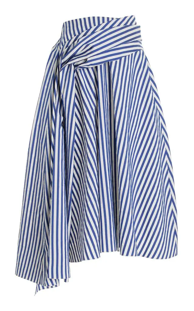 Rosie Assoulin Rosie Assoulin Draped Striped Midi Skirt - Moda Operandi 1