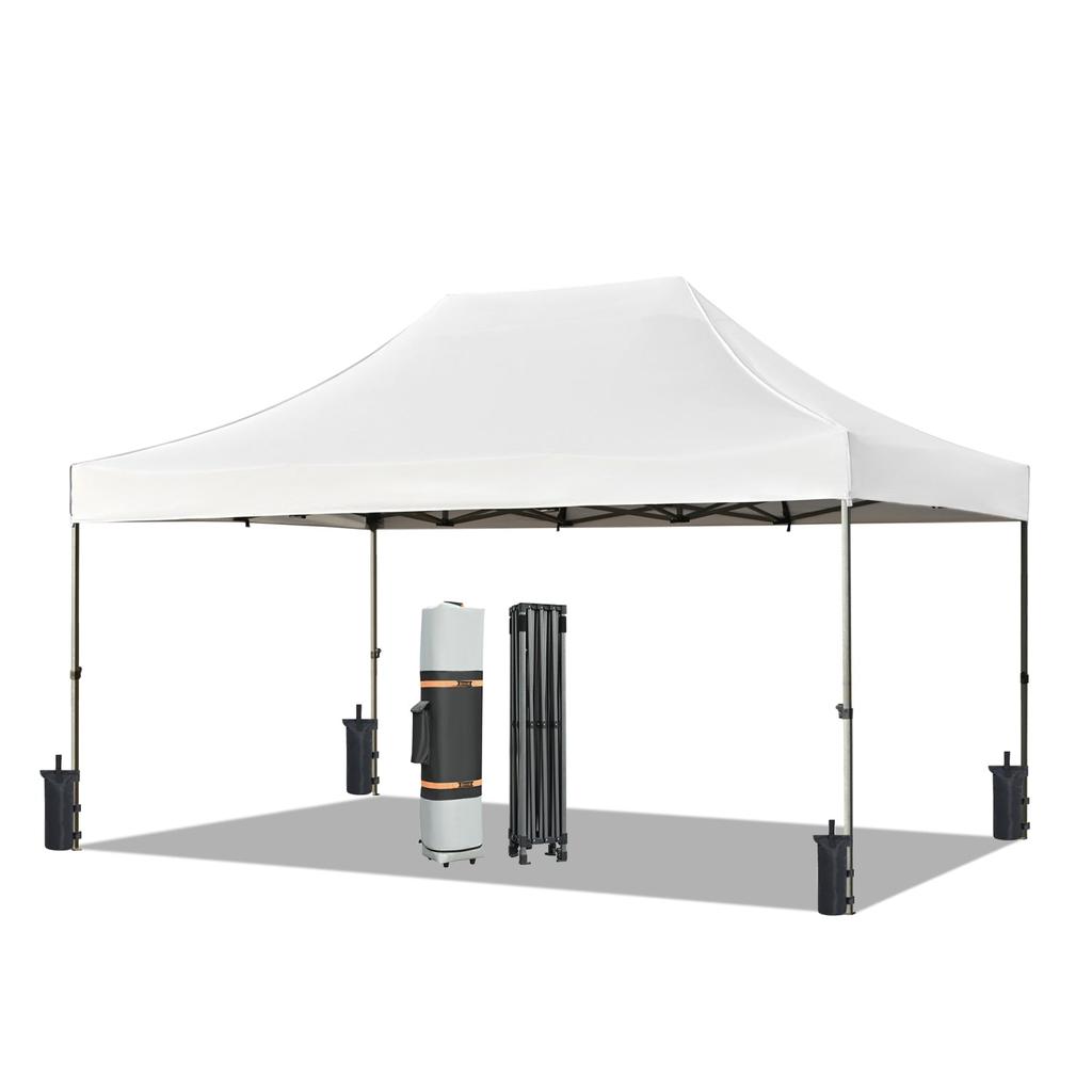 Streamdale Furniture Streamdale 10x15 Pop-Up Canopy Tent, Waterproof, UV Protection, Adjustable Height, White