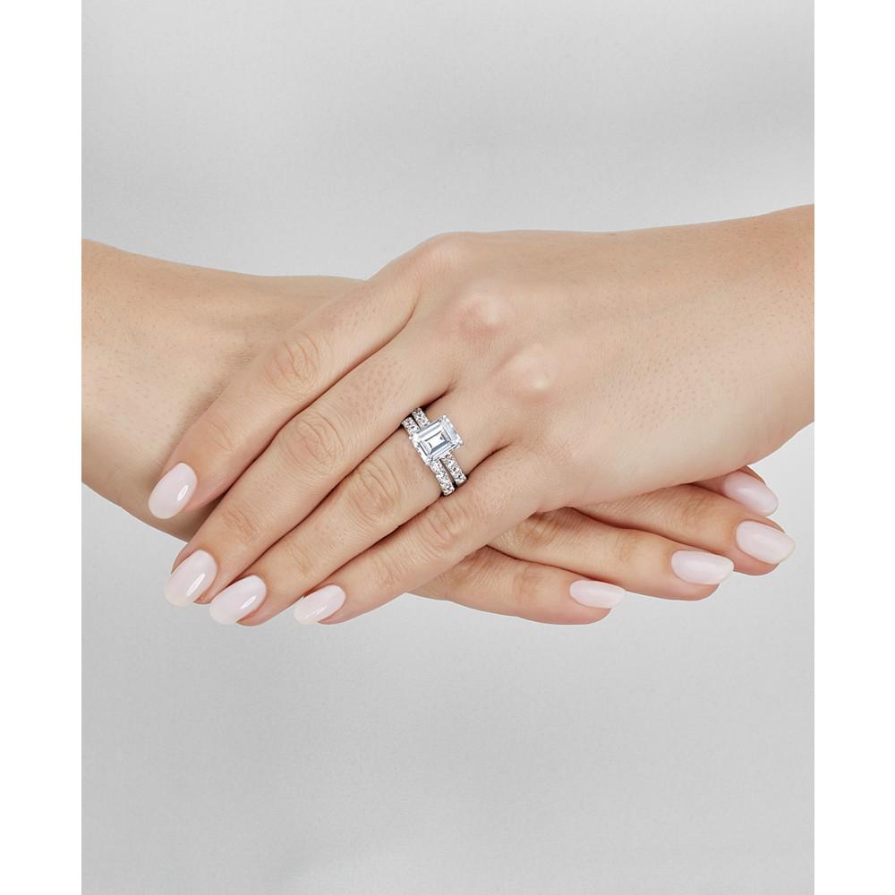 Arabella 2-Pc. Set Cubic Zirconia Emerald-Cut Ring & Matching Band in Sterling Silver