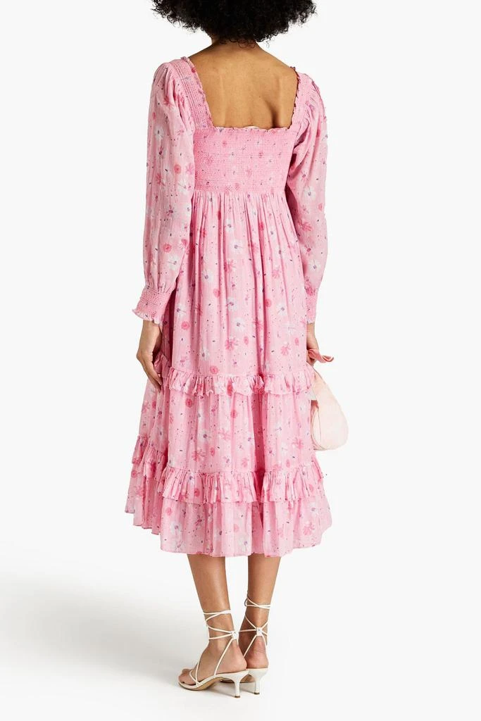 LOVESHACKFANCY Miri smocked floral-print cotton-gauze midi dress 3