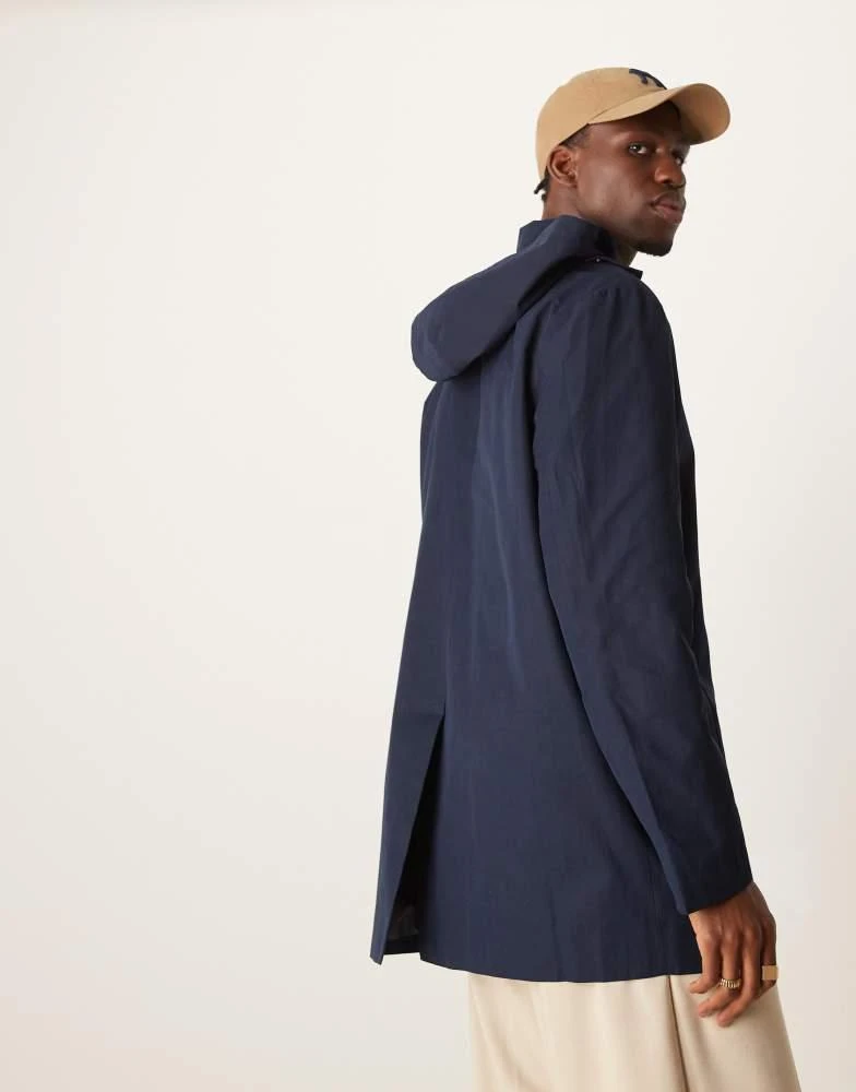 ASOS ASOS DESIGN hooded short trench coat in navy 4