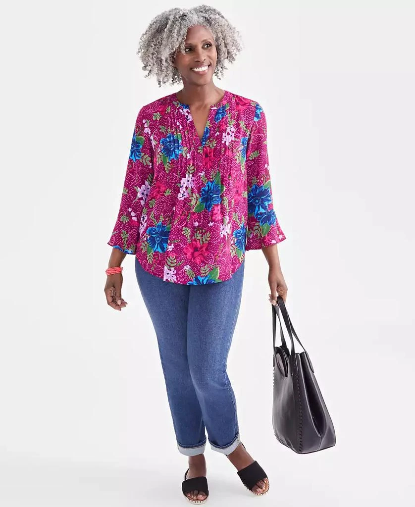 Style & Co Petite Floral-Print Pintucked Top, Created for Macy's 4