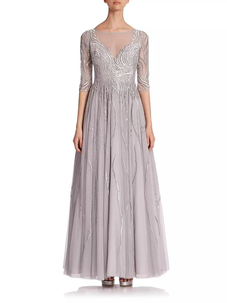 Basix Black Label Embroidered Illusion Gown 3
