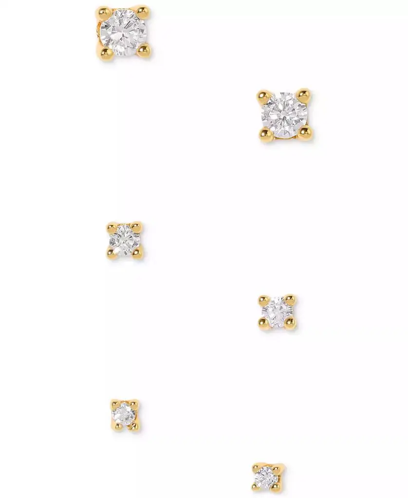 Girls Crew 18k Gold-Plated 3-Pc. Set Mixed Size Crystal Stud Earrings