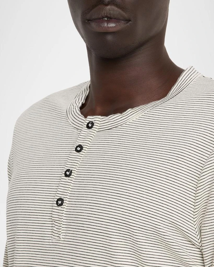 MONFRÈRE Men's Hairline Stripe Long-Sleeve Henley T-Shirt 5