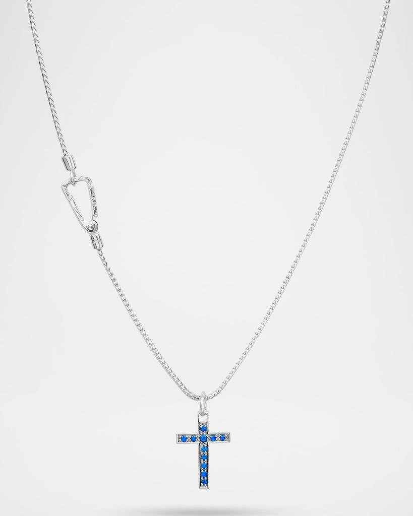 Marco Dal Maso Men
s The Cross Polished Sterling Silver Blue Sapphire Pendant Necklace