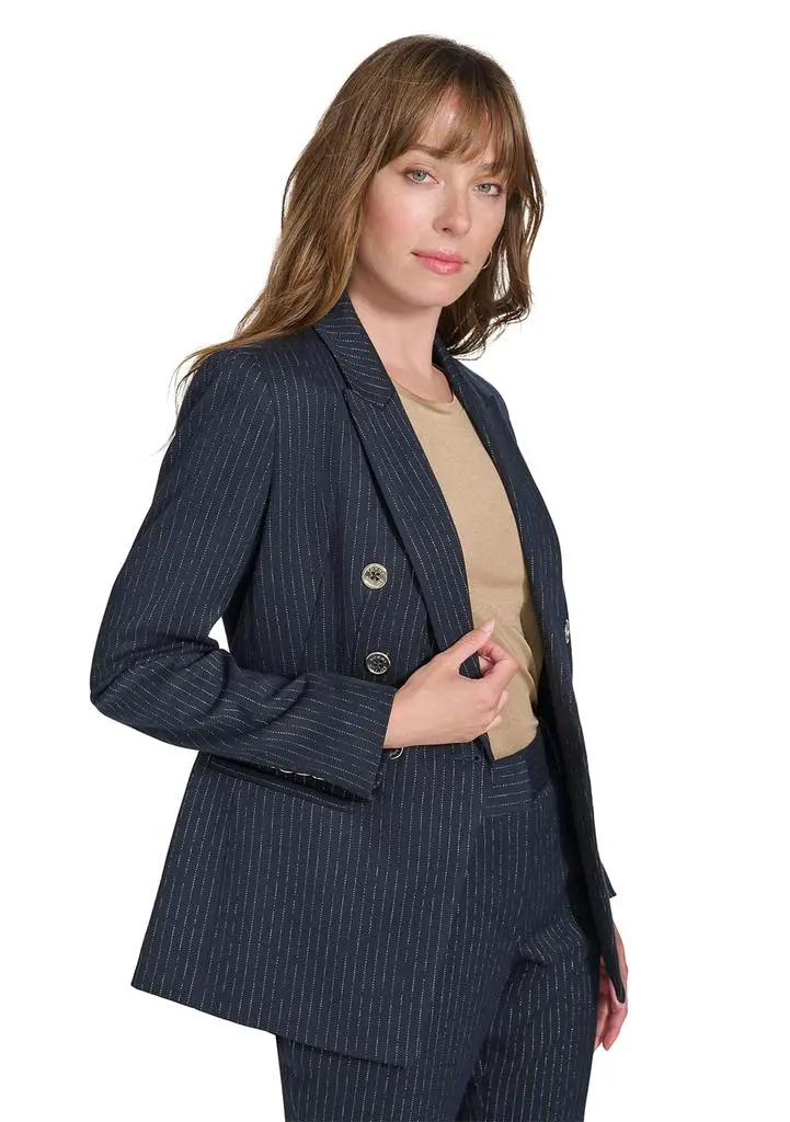Tommy Hilfiger Women's Double Breaster Lurex Pinstripe Blazer 3