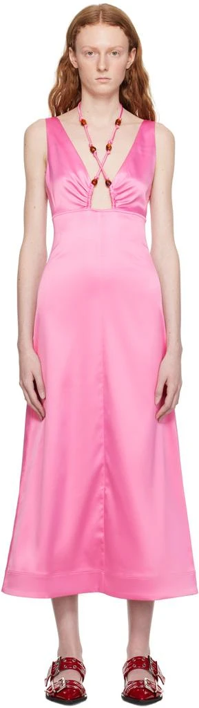 Ganni Pink Halter Midi Dress 1