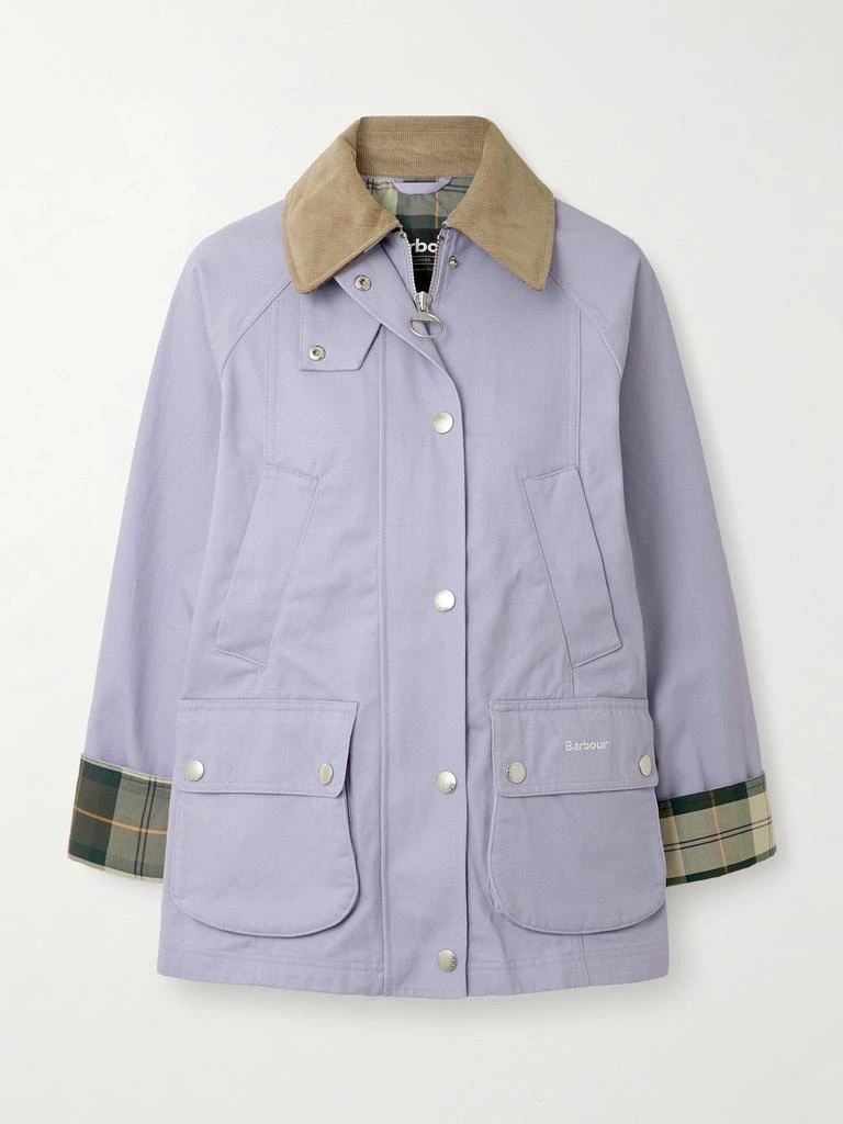 Barbour Beadnell Convertible Corduroy-trimmed Cotton-twill Jacket - Lilac